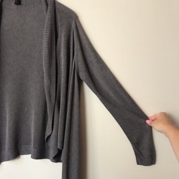 H&M Oversized Draped Knit Cardigan Open Front Brown Gray Women's Size XS - Picture 2 of 7
